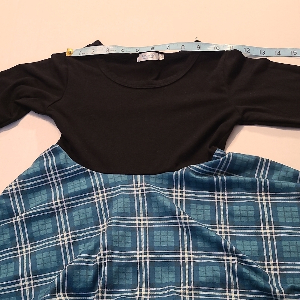 Black and Blue/Green Plaid Kids Dress EUC Size 6/7 - Picture 4 of 9